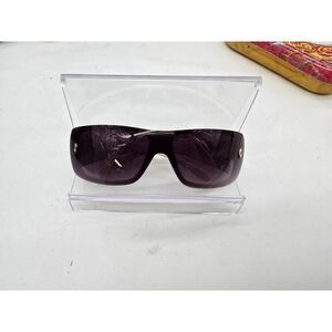 Vintage Oversized Shield Sunglasses With White Frame & Dark Lenses Made In Italy